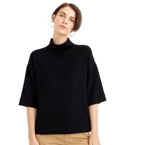 J. Crew 365 Crepe Drop Sleeve Top Size Large Navy Blue